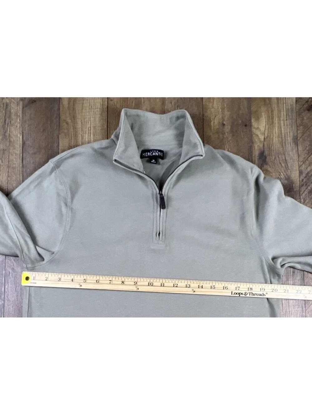 J.CREW Mercantile 1/4 Zip Sweater Mens Light Green Cotton Long Sleeve Pullover M